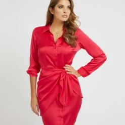 Guess ES LS Alya Dames Jurk - Karma Pink - Maat S