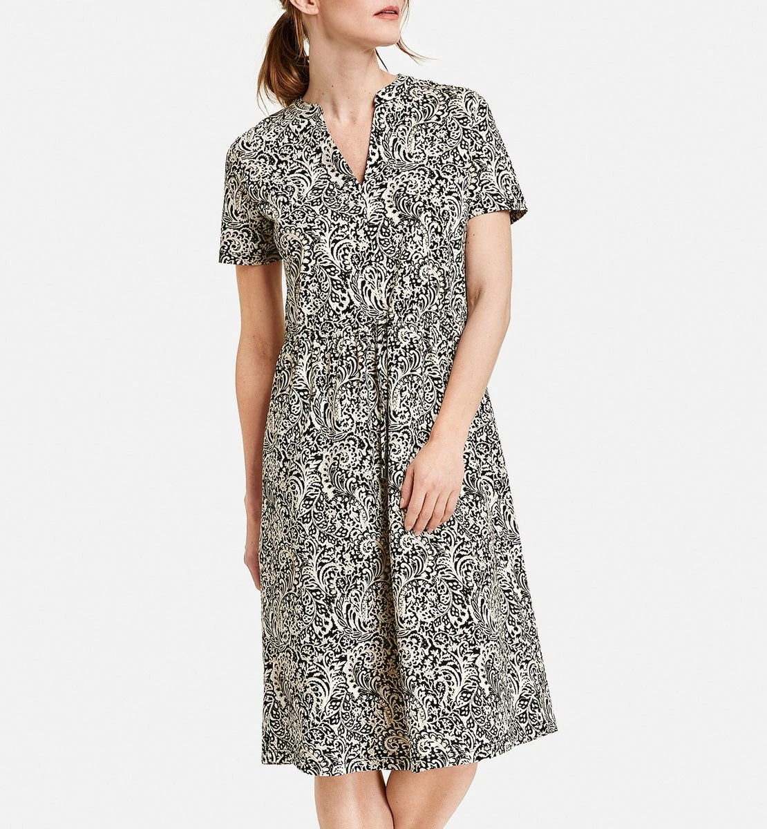 GERRY WEBER Dames Jurk Met A-lijn Schwarz/Ecru/Weiss Druck-38 5 GERRY WEBER Dames Jurk Met A-lijn Schwarz/Ecru/Weiss Druck-38 - Afbeelding 5