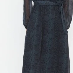 Trendyol Vrouwen Ballon Mouw Sjaalkraag Verschuiving Jurk