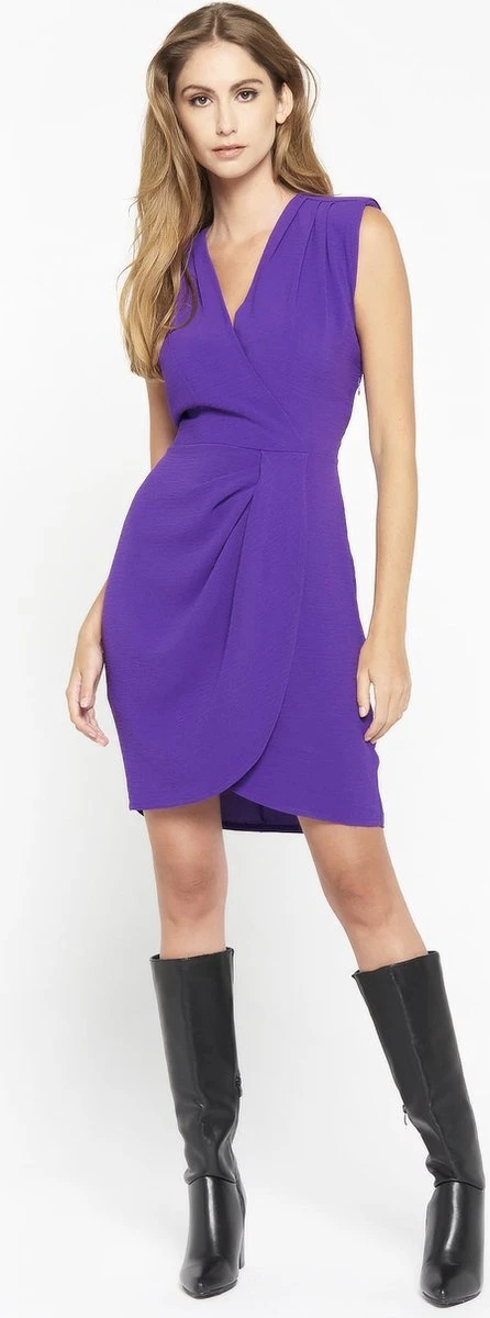 LOLALIZA Wikkeljurk Jurk Met Epauletten - Paars - Maat 34 5 LOLALIZA Wikkeljurk Jurk Met Epauletten - Paars - Maat 34 - Afbeelding 5