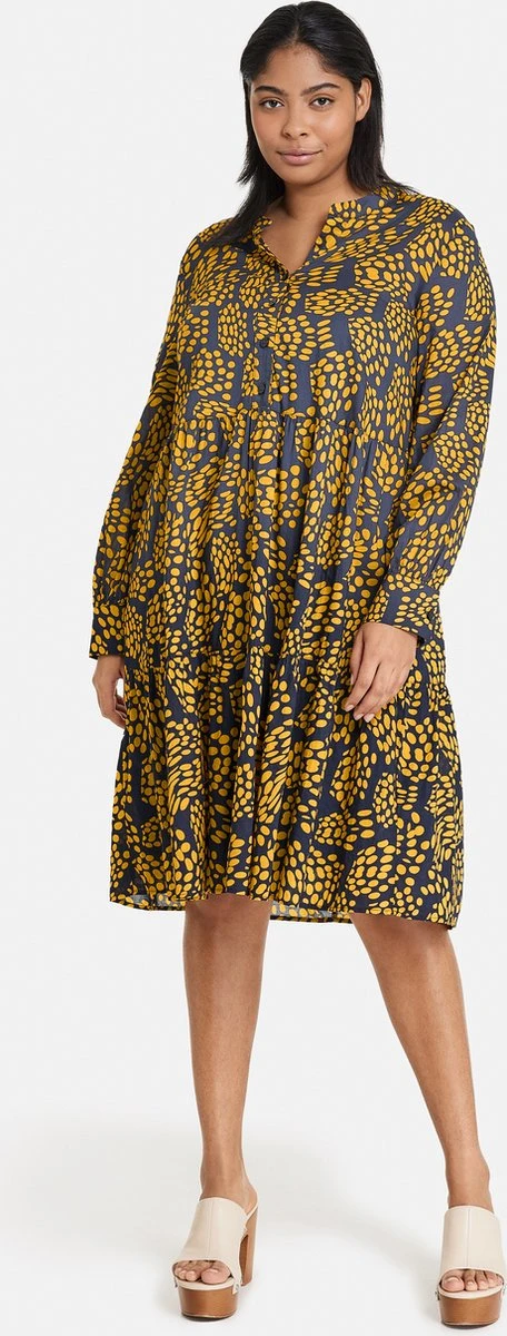 SAMOON Dames Jurk Met A-lijn Mood Blue Gemustert-46 5 SAMOON Dames Jurk Met A-lijn Mood Blue Gemustert-46 - Afbeelding 5