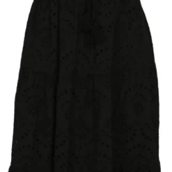 Paprika Lange, Effen Jurk Met Engels Borduurwerk En Ruches