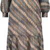 Ibana Dames Jurk / Dames Kleding - Donna Print Lurex - Blauw Combi - Maat 36