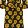 Pieces Jurk Pcjapril 3/4 Ankle Dress D2d Bc 17135407 Black/sunflower Dames Maat - S