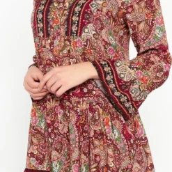 LOLALIZA Babydoll Jurk Met Paisleyprint - Fuchsia - Maat L