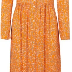 Oranje Bloemenprint Midi-jurk Corinna - Modstrom - Maat L