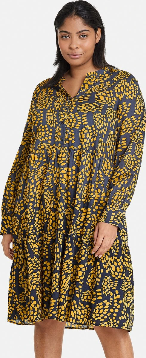 SAMOON Dames Jurk Met A-lijn Mood Blue Gemustert-46 1 SAMOON Dames Jurk Met A-lijn Mood Blue Gemustert-46