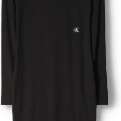 Calvin Klein Shiny Rib High Neck Dress Jurken Dames - Rok - Jurk - Zwart - Maat L -Trendy Meid Verkoop 494x1200 7