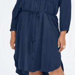 ONLY CARMAKOMA CARDENIZIA 3/4 SHIRT BLK DRESS WVN Dames Jurk - Maat 50