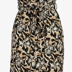 TwoDay Dames Jurk Met Bloemen Beige Zwart - Maat XXL