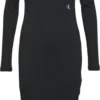 Calvin Klein Shiny Rib High Neck Dress Jurken Dames - Rok - Jurk - Zwart - Maat L