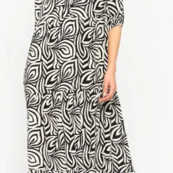LOLALIZA Maxi-jurk Met Grafische Print - Zwart - Maat 48