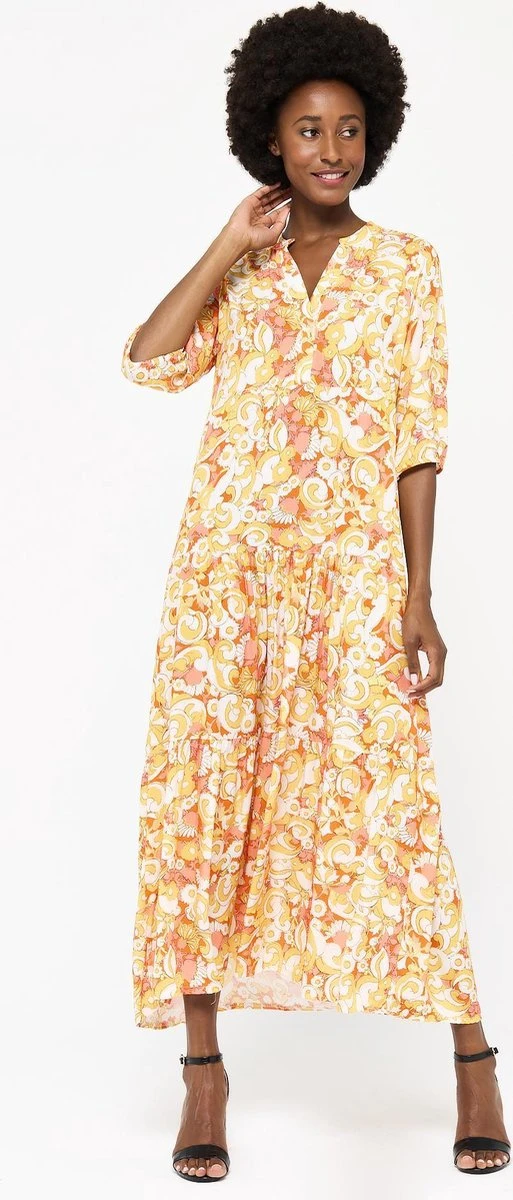 LOLALIZA Maxi-jurk Met Retroprint - Oranje - Maat 38 4 LOLALIZA Maxi-jurk Met Retroprint - Oranje - Maat 38 - Afbeelding 4