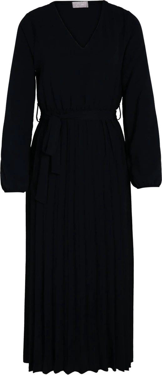 Cassis Lange, Effen Plisséjurk Met Riem 3 Cassis Lange, Effen Plisséjurk Met Riem - Afbeelding 3