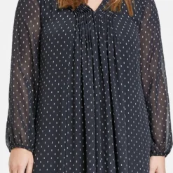 SAMOON Dames Chiffon Jurk Navy Gemustert-46