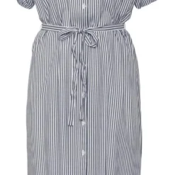 Vero Moda Jurk Vmbumpy Ss Calf Shirt Dress Noos 10279684 Snow White/india Ink Dames Maat - M