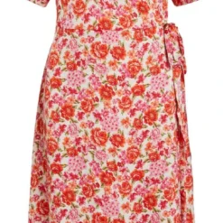 Vila Jurk Vinaria S/s Wrap Midi Dress/dc/su 14083215 Tigerlily/mis Dames Maat - 40