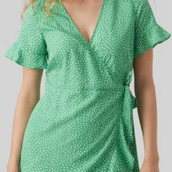 VERO MODA VMHENNA 2/4 WRAP FRILL DRESS WVN Dames Jurk - Maat XS -Trendy Meid Verkoop 551x1200