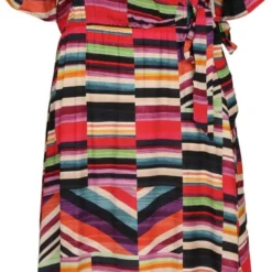 Promiss Halflange, Gestreepte Jurk In Viscose Met Valse Wikkelkraag -Trendy Meid Verkoop 552x1200 8