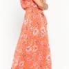 LOLALIZA Maxi-jurk Met Bloemenprint - Oranje - Maat 40