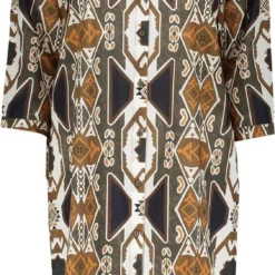 Geisha Jurk Jurk Grafische Etnic Print 37134 20 Sand/rubber Combi Dames Maat - XXL