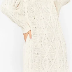 LOLALIZA Gebreide Trui-jurk - Ecru - Maat S