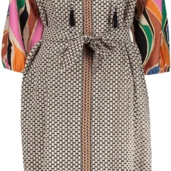 Geisha Jurk Midi Dress Mix And Match Print 37147 20 Off-white/coral Combi Dames Maat - XS -Trendy Meid Verkoop 570x1200 3