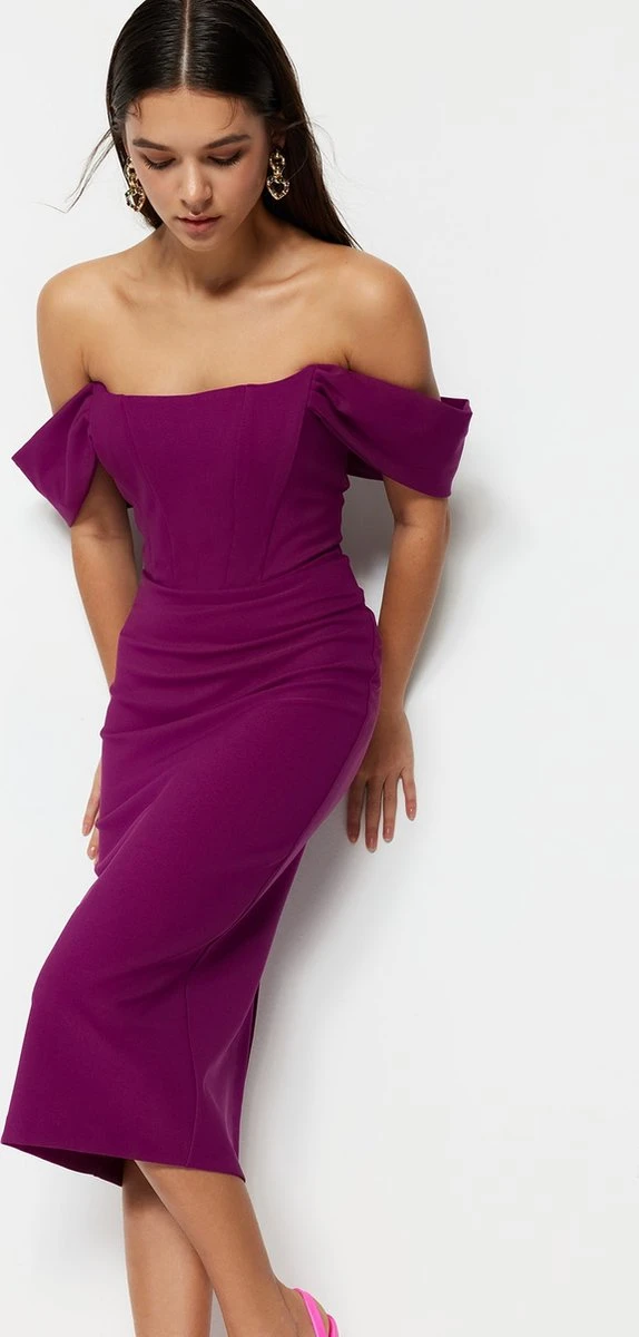 Trendyol Vrouwen Off-shoulder Carmen Kraag Bodycon Jurk 9 Trendyol Vrouwen Off-shoulder Carmen Kraag Bodycon Jurk - Afbeelding 9