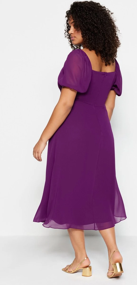 Trendyol Vrouwen Ballon Mouw Vierkante Kraag A-lijn Grote Maten Jurk 8 Trendyol Vrouwen Ballon Mouw Vierkante Kraag A-lijn Grote Maten Jurk - Afbeelding 8