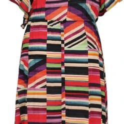 Promiss Halflange, Gestreepte Jurk In Viscose Met Valse Wikkelkraag -Trendy Meid Verkoop 580x1200 7