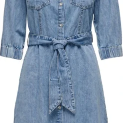 Only Jurk Onlhelle Harlow Ss Belted Dnm Dress 15269104 Medium Blue Demin Dames Maat - XS