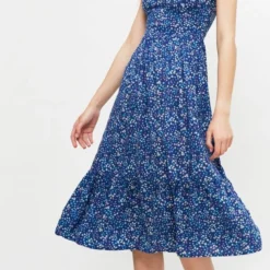 Trendyol Vrouwen Gepofte/ruche Mouw Vierkante Kraag A-lijn Jurk