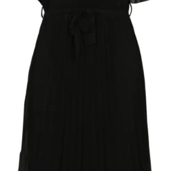 Promiss Halflange, Effen Plisséjurk Met Valse Wikkelkraag