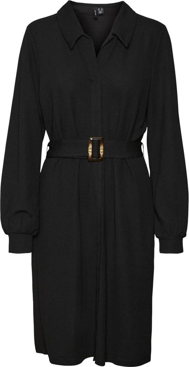 VERO MODA JURK VMPAM L/S SHIRT DRESS JRS BTQ BLACK DAMES MAAT - L 1 VERO MODA JURK VMPAM L/S SHIRT DRESS JRS BTQ BLACK DAMES MAAT - L