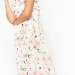 LOLALIZA Maxi-jurk Met Bloemenprint - Ecru - Maat 44