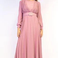 Shoppen Voor Iedereen - Avondjurk Met Riem- Paars- Maat 42- Feestjurk - Lichtpaars - Dames Jurk - Met Glitter Riem -Trendy Meid Verkoop 639x1200 18