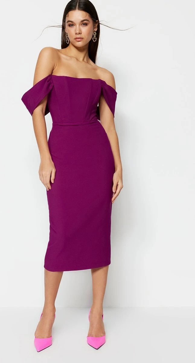 Trendyol Vrouwen Off-shoulder Carmen Kraag Bodycon Jurk 1 Trendyol Vrouwen Off-shoulder Carmen Kraag Bodycon Jurk