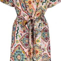Geisha Jurk Midi Dress Grafische Ethnic Print 37149 20 Off-white/coral/kerry Combi Dames Maat - XS