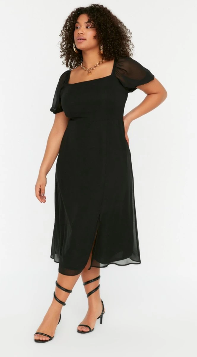 Trendyol Vrouwen Ballon Mouw Vierkante Kraag A-lijn Plus Size Jurk 8 Trendyol Vrouwen Ballon Mouw Vierkante Kraag A-lijn Plus Size Jurk - Afbeelding 8