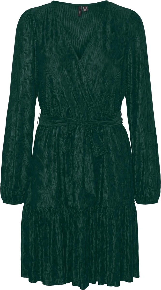 Vero Moda VMZIVA L/S V-NECK SHORT DRESS EXP Dames Jurk Pine Grove - Maat XL 1 Vero Moda VMZIVA L/S V-NECK SHORT DRESS EXP Dames Jurk Pine Grove - Maat XL