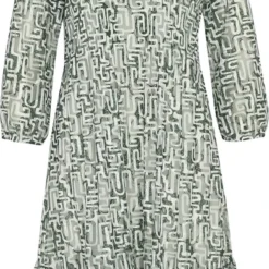 Cassis Korte, Kanten Jurk Met Grafisch Motief