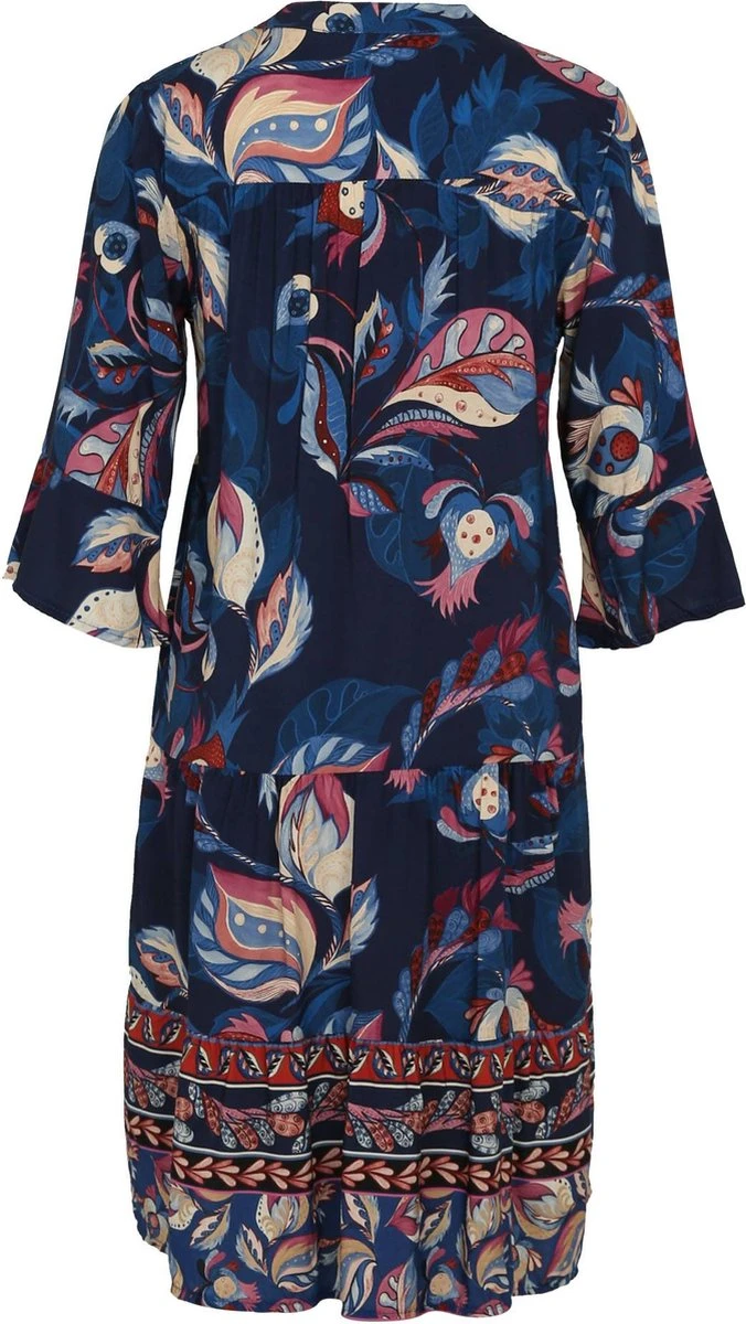 Cassis Korte Jurk In Viscose Met Etnisch Motief 2 Cassis Korte Jurk In Viscose Met Etnisch Motief - Afbeelding 2