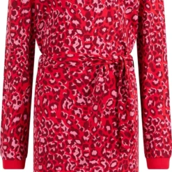 WE Fashion Meisjes Jurk Met Dessin En Strikceintuur - Maat 110/116