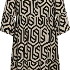 Paprika Halflange Jurk In Viscose Met Geometrisch Motief En Knopen -Trendy Meid Verkoop 679x1200 10