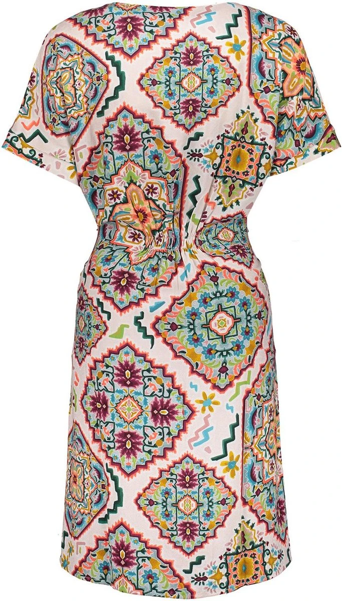 Geisha Jurk Midi Dress Grafische Ethnic Print 37149 20 Off-white/coral/kerry Combi Dames Maat - XS 2 Geisha Jurk Midi Dress Grafische Ethnic Print 37149 20 Off-white/coral/kerry Combi Dames Maat - XS - Afbeelding 2