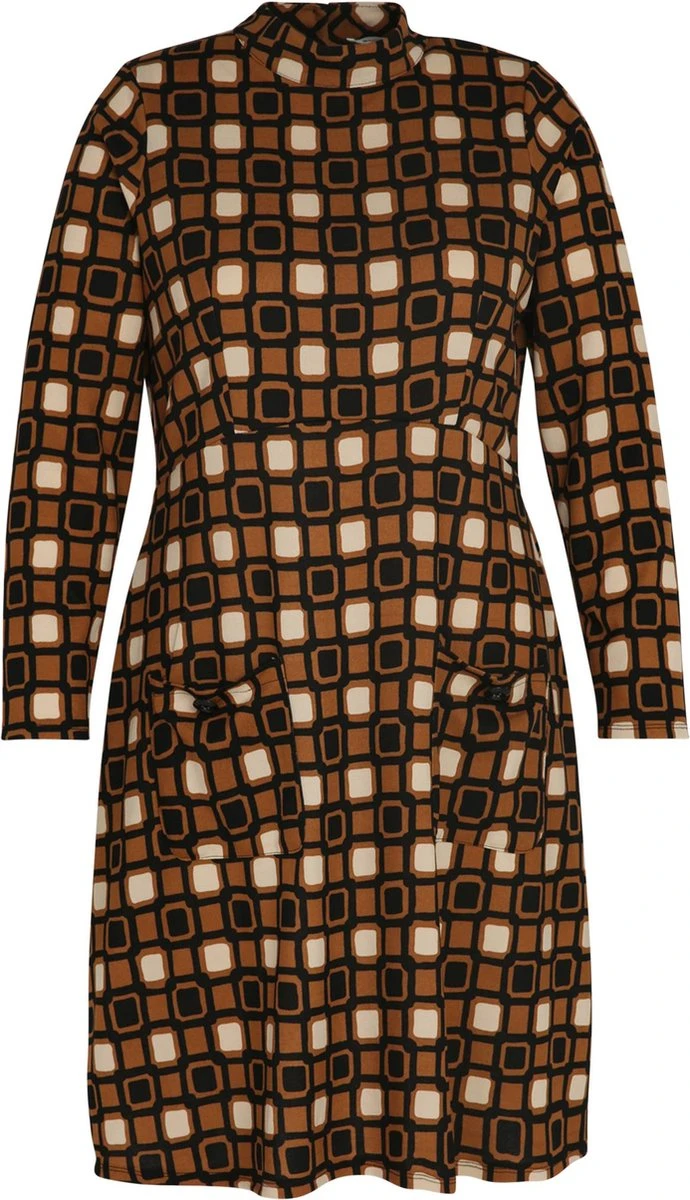 Paprika Korte Jurk In Crêpe Met Grafisch Motief 7 Paprika Korte Jurk In Crêpe Met Grafisch Motief - Afbeelding 7