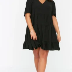 Trendyol Vrouwen Standaard Mouw V-hals A-lijn Plus Size Jurk -Trendy Meid Verkoop 694x1200 4