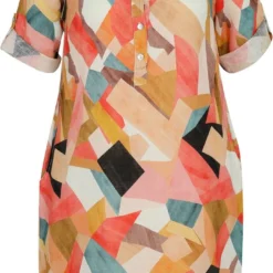 Paprika Korte, Linnen Jurk Met Grafisch Motief -Trendy Meid Verkoop 695x1200 8