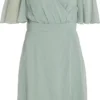 Vila Jurk Virilla V-neck 2/4 Short Dress/bm/d 14083771 Green Milieu Dames Maat - 40
