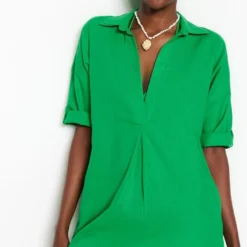 Trendyol Vrouwen Standaard Mouw V-hals Basis Jurk -Trendy Meid Verkoop 697x1200